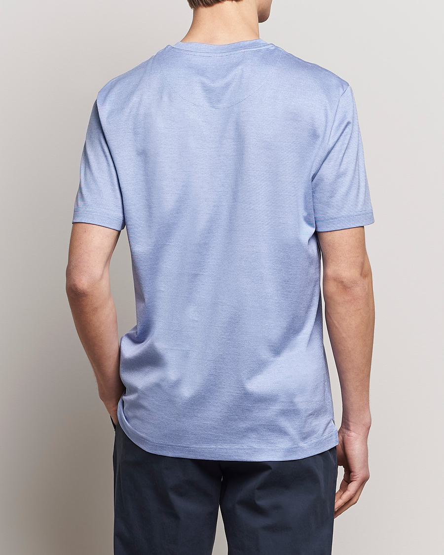 Mies | T-paidat | Eton | Mercerized Jersey Crew Neck T-Shirt Mid Blue
