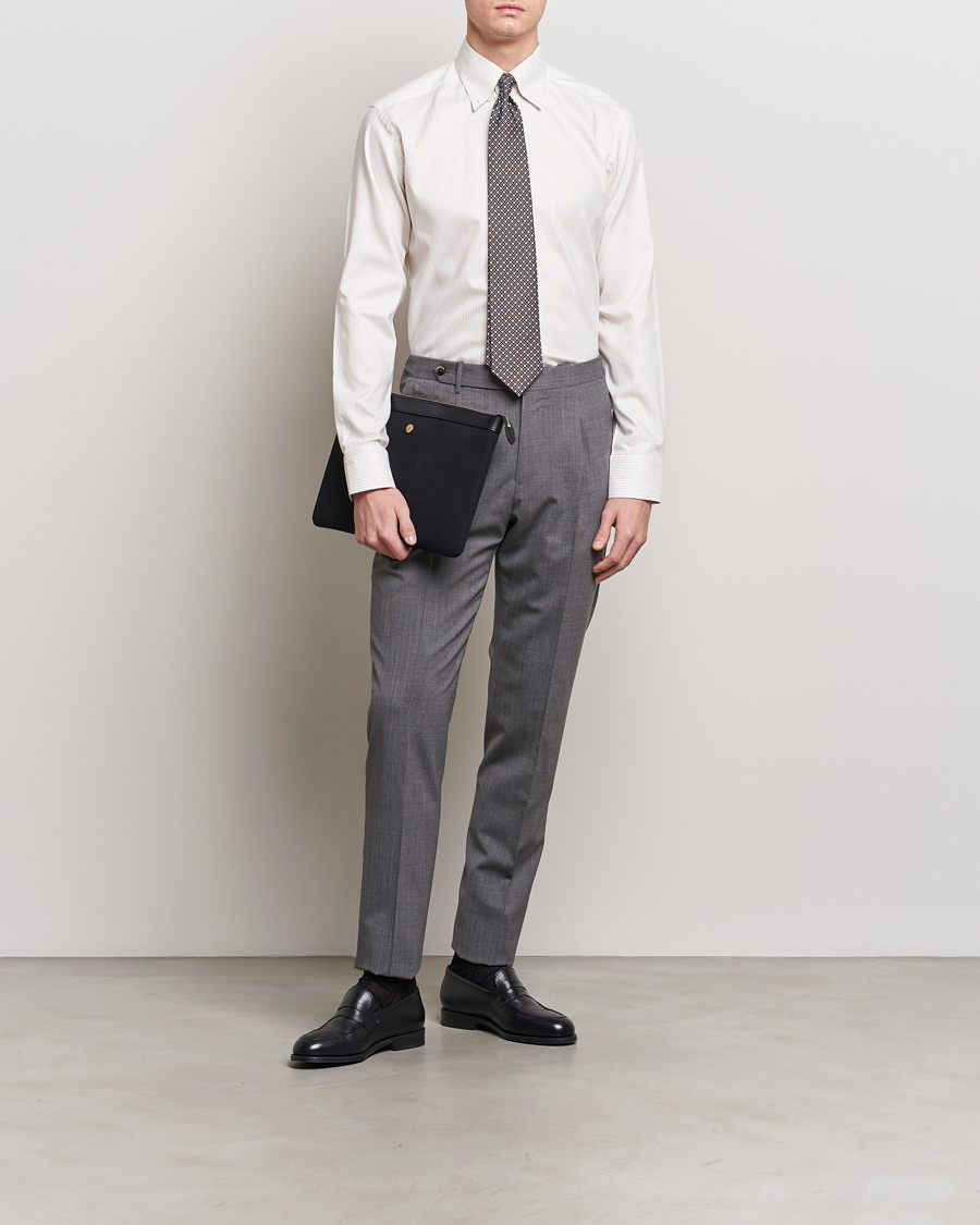 Mies | Kauluspaidat | Eton | Slim Fit Bengal Striped Oxford Shirt Beige/White