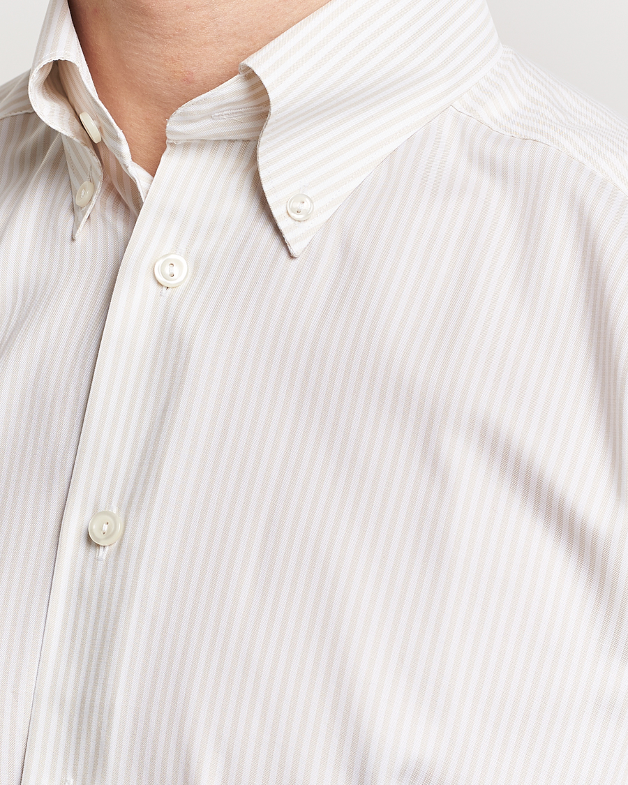 Mies | Kauluspaidat | Eton | Slim Fit Bengal Striped Oxford Shirt Beige/White