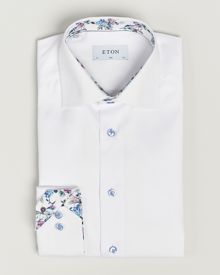 Mies | Kauluspaidat | Eton | Slim Fit Signature Twill Contrast Shirt White