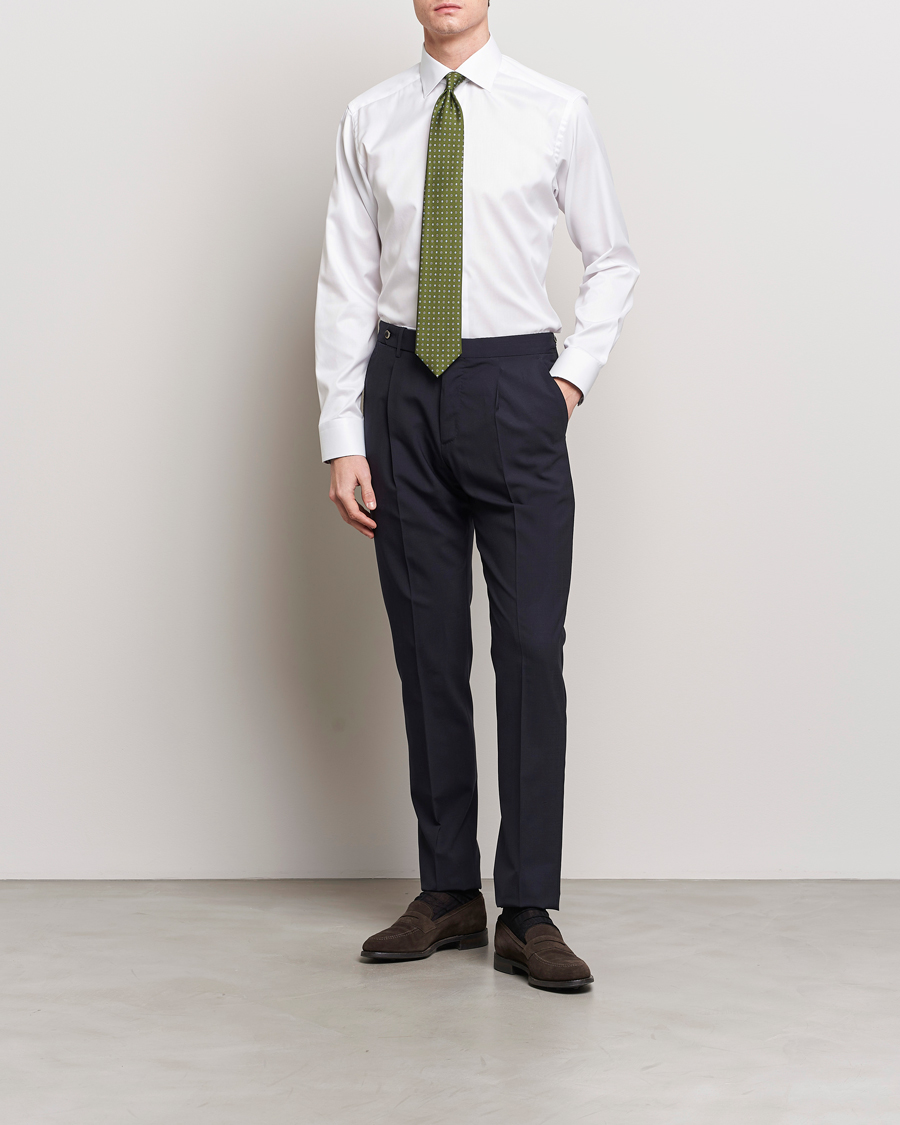 Mies | Business & Beyond | Eton | Slim Fit Signature Twill Contrast Shirt White