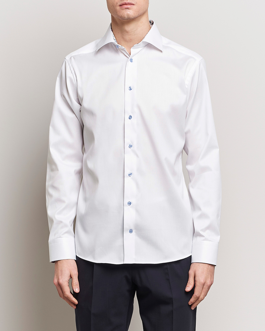 Mies | Business & Beyond | Eton | Slim Fit Signature Twill Contrast Shirt White