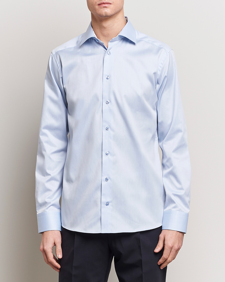 Mies | Business & Beyond | Eton | Slim Fit Signature Twill Contrast Shirt Light Blue
