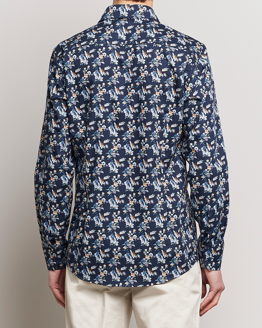 Mies | Kauluspaidat | Eton | Slim Fit Twill Printed Flower Shirt Navy Blue