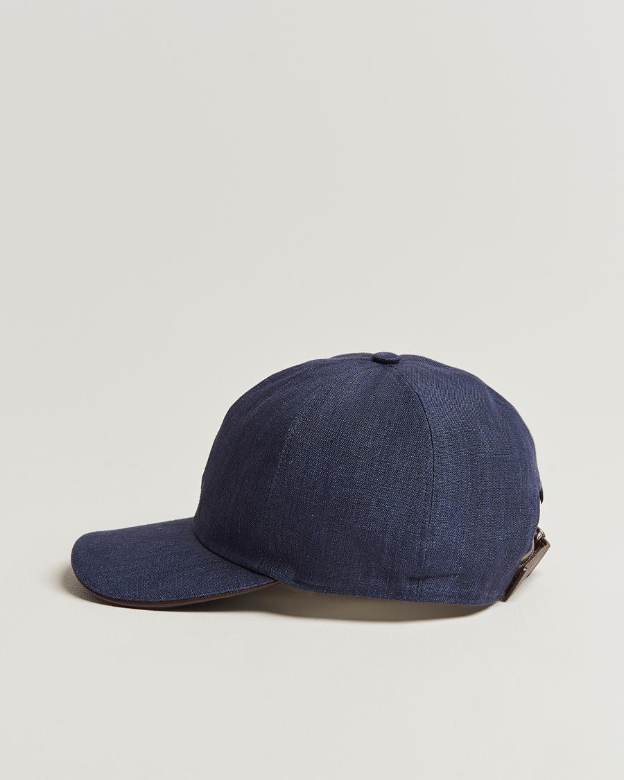 Mies |  | Eton | Solid Linen Cap Navy Blue