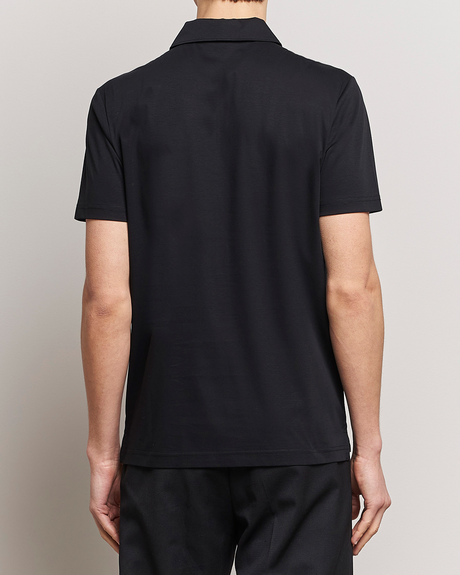 Mies | Pikeet | Tiger of Sweden | Laron Mercerized Cotton Half Zip Polo Black