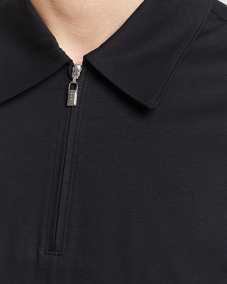 Mies | Pikeet | Tiger of Sweden | Laron Mercerized Cotton Half Zip Polo Black