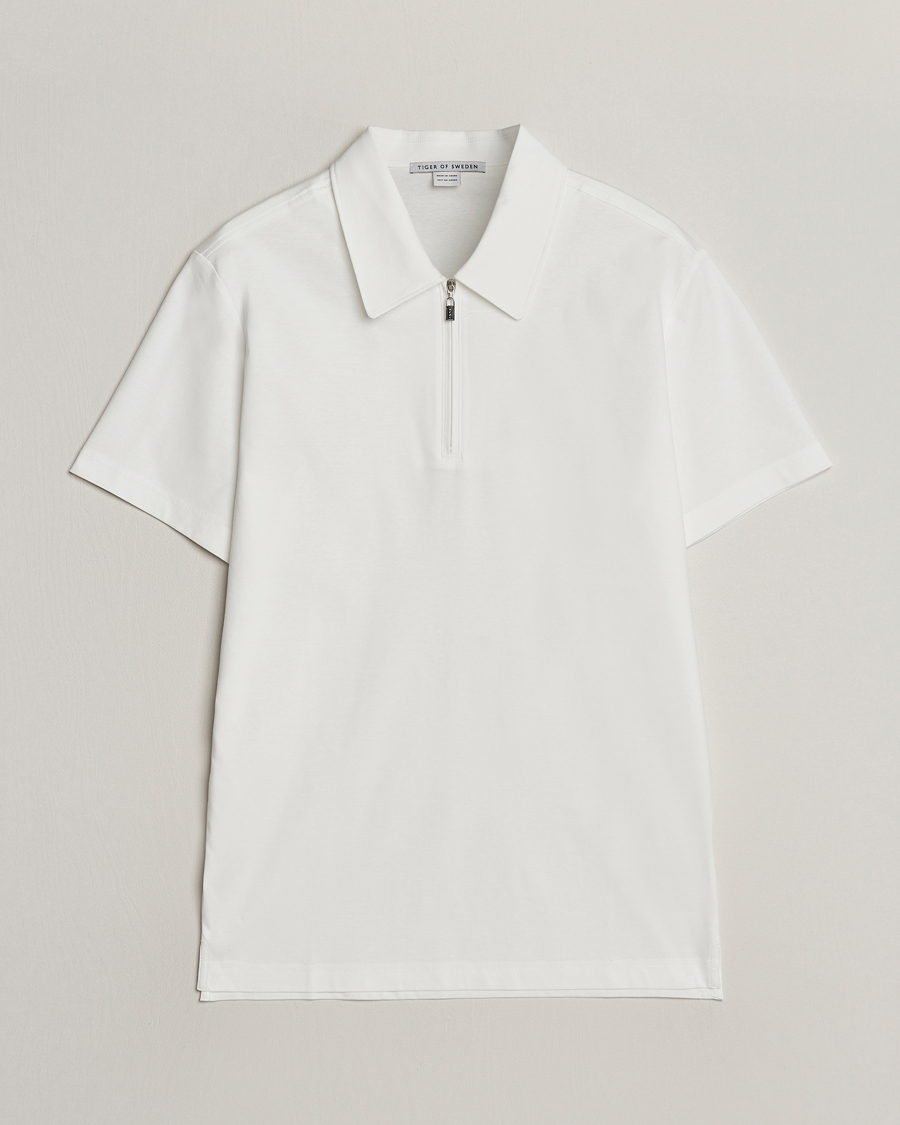 Mies | Pikeet | Tiger of Sweden | Laron Mercerized Cotton Half Zip Polo Summer Snow