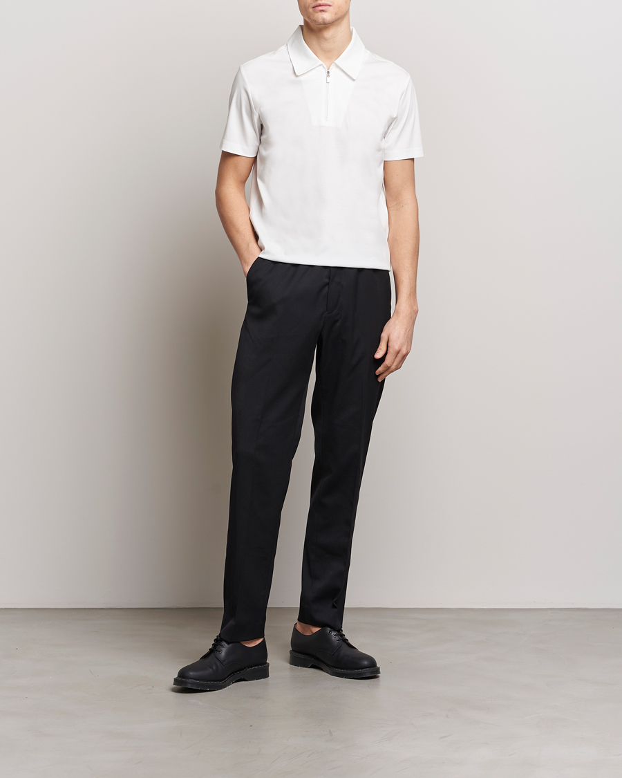 Mies | Pikeet | Tiger of Sweden | Laron Mercerized Cotton Half Zip Polo Summer Snow