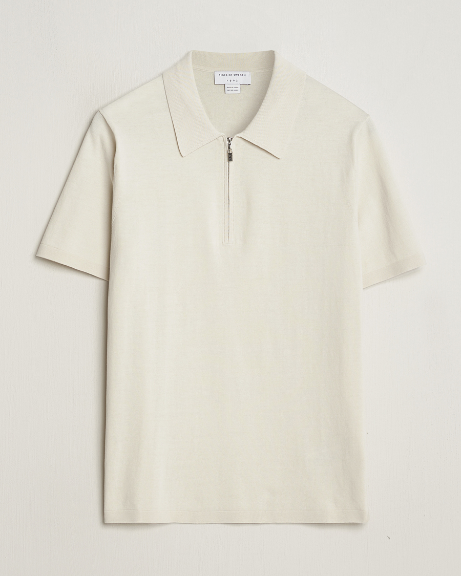 Mies | Pikeet | Tiger of Sweden | Orbit Knitted Cotton Polo Off White