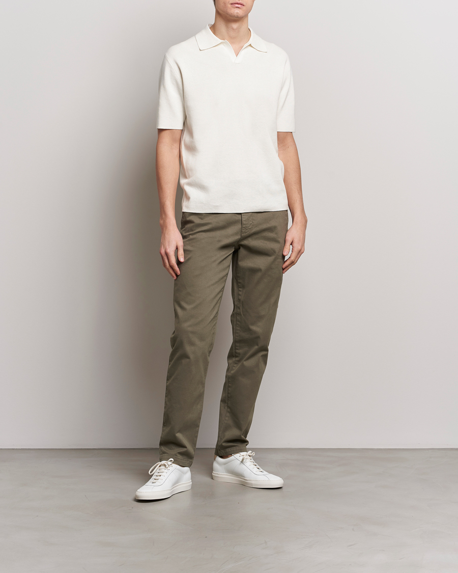 Mies | Pikeet | Tiger of Sweden | Maelon Linen/Cotton Knitted Polo Summer Snow