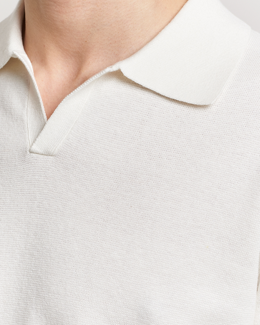 Mies | Pikeet | Tiger of Sweden | Maelon Linen/Cotton Knitted Polo Summer Snow