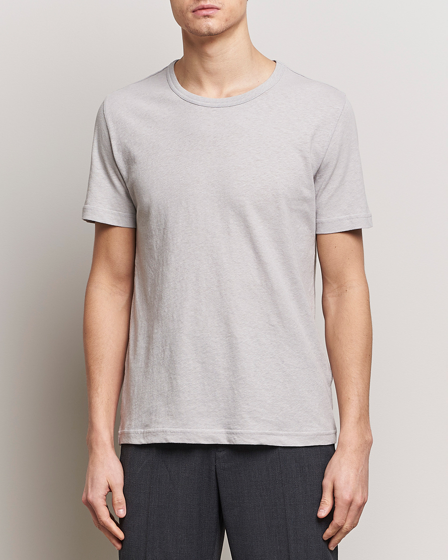 Mies | Lyhythihaiset t-paidat | Tiger of Sweden | Olaf Cotton/Linen Crew Neck T-Shirt Granite