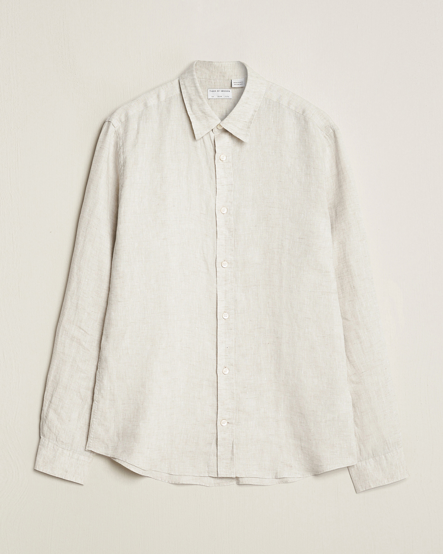 Mies | Kauluspaidat | Tiger of Sweden | Spenser Linen Shirt Pale Clay