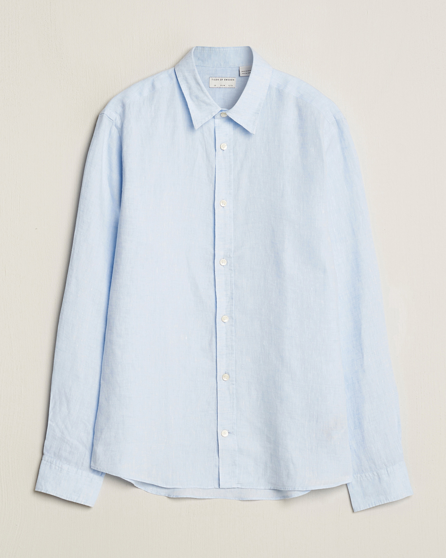 Mies | Kauluspaidat | Tiger of Sweden | Spenser Linen Shirt Light Blue