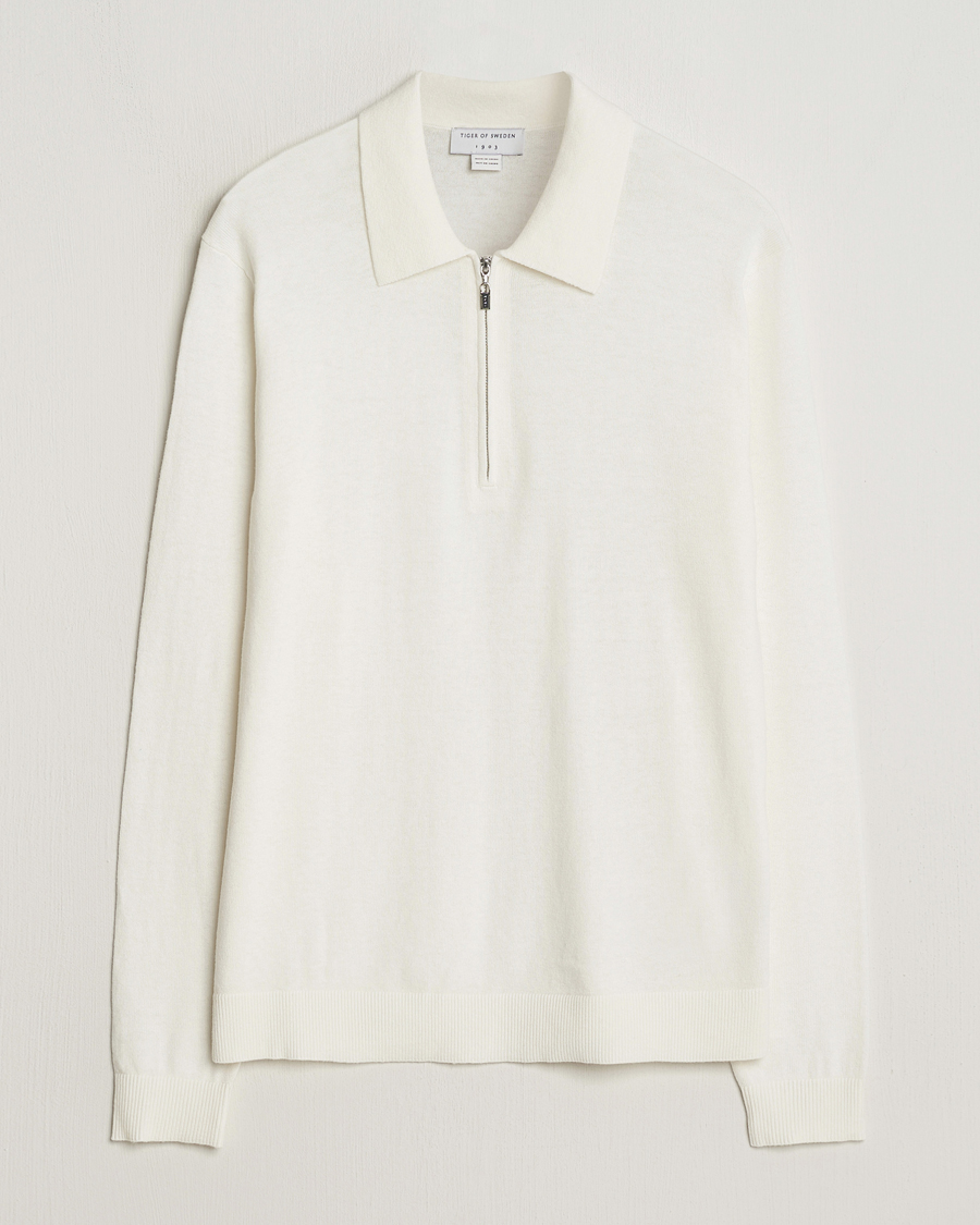 Mies | Puserot | Tiger of Sweden | Orbit Wool/Cotton Half Zip Summer Snow
