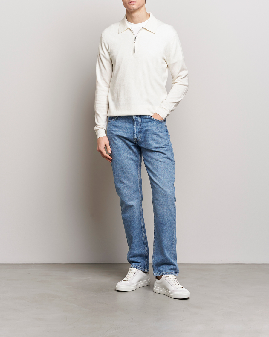 Mies | Puserot | Tiger of Sweden | Orbit Wool/Cotton Half Zip Summer Snow