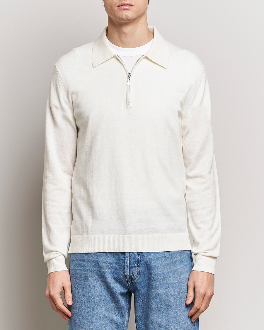 Mies | Puserot | Tiger of Sweden | Orbit Wool/Cotton Half Zip Summer Snow