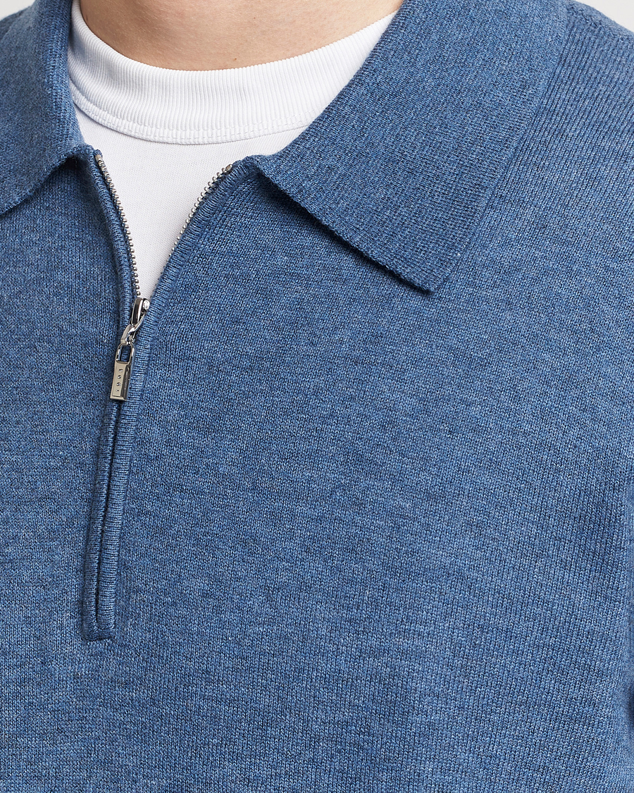 Mies | Puserot | Tiger of Sweden | Orbit Wool/Cotton Half Zip Thunder Blue