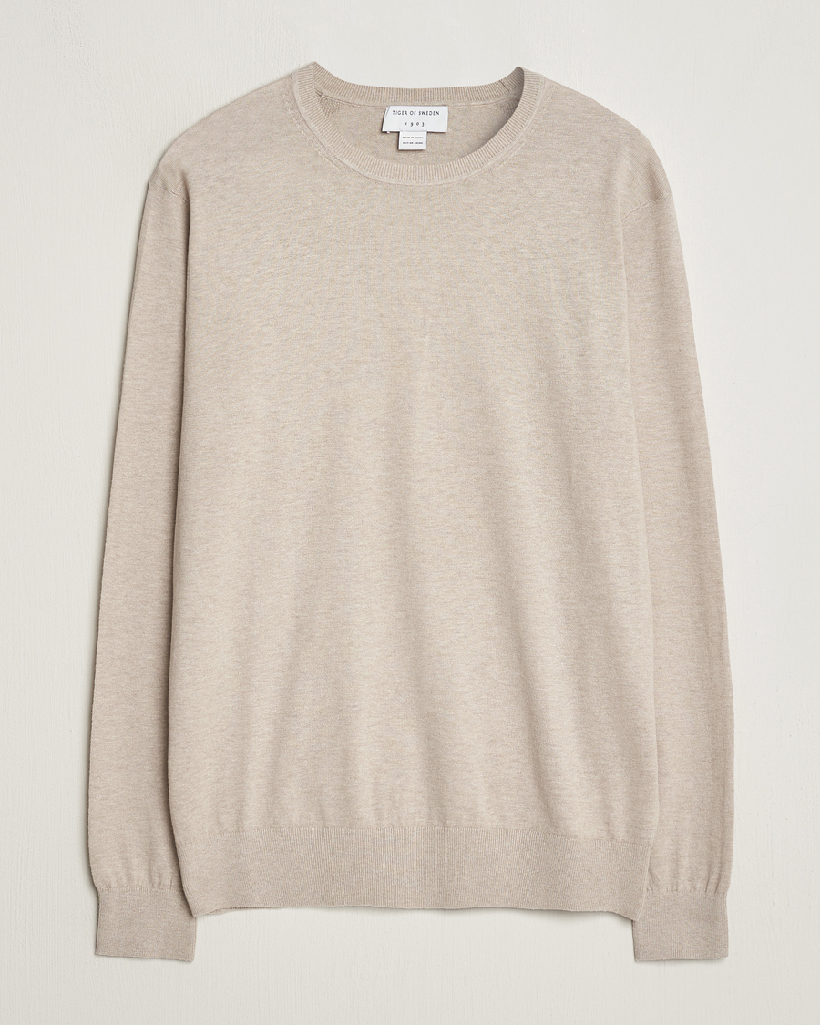 Mies | Puserot | Tiger of Sweden | Michas Cotton/Linen Knitted Sweater Soft Latte