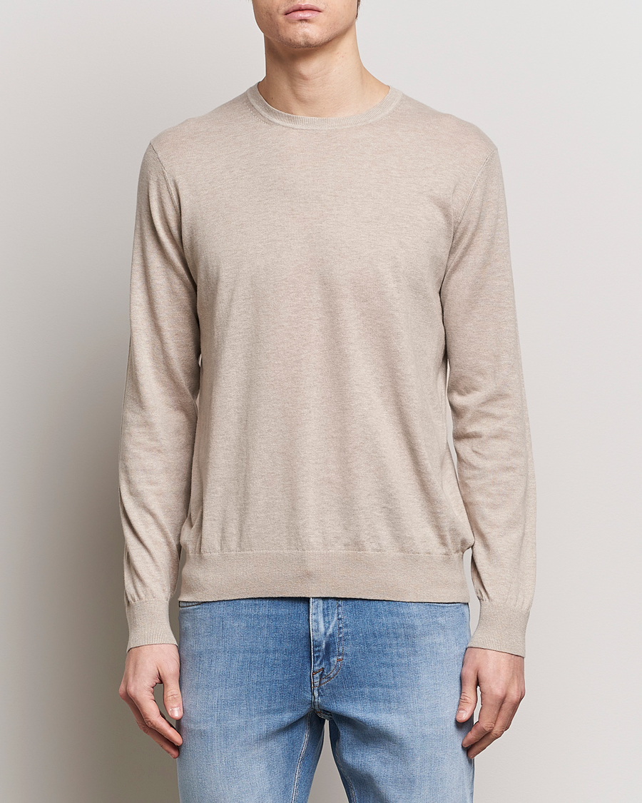 Mies | Kanta-asiakastarjous | Tiger of Sweden | Michas Cotton/Linen Knitted Sweater Soft Latte