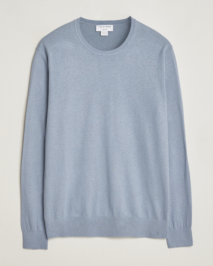 Mies | Puserot | Tiger of Sweden | Michas Cotton/Linen Knitted Sweater Polar Blue