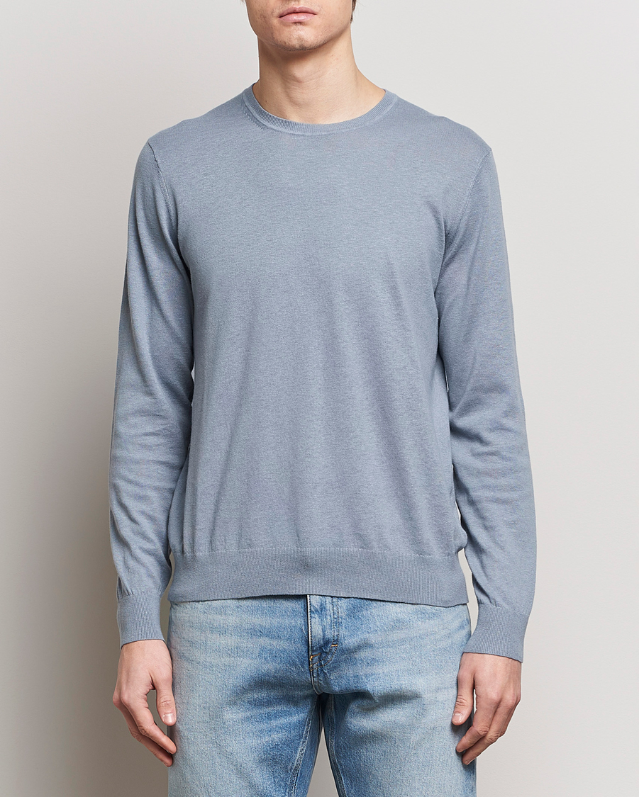 Mies |  | Tiger of Sweden | Michas Cotton/Linen Knitted Sweater Polar Blue