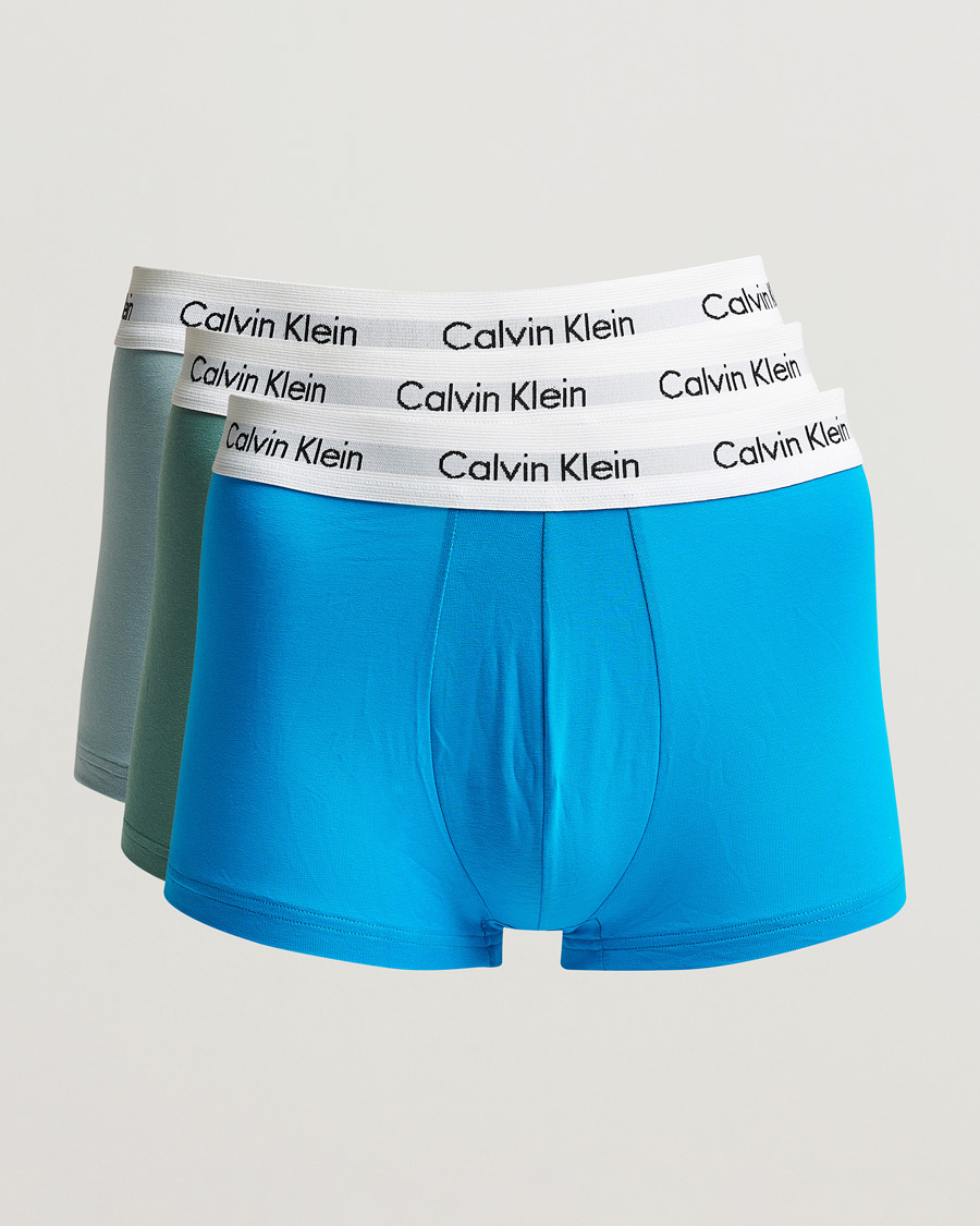 Mies | Alusvaatteet | Calvin Klein | Cotton Stretch Trunk 3-pack Blue/Dust Blue/Green