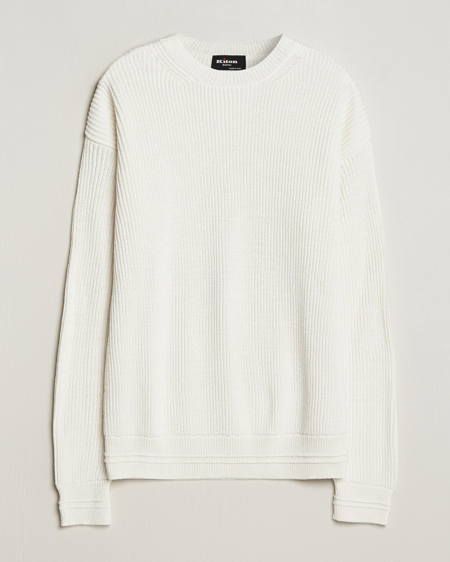 Mies | Puserot | Kiton | Cotton/Silk Rib Pullover Off White
