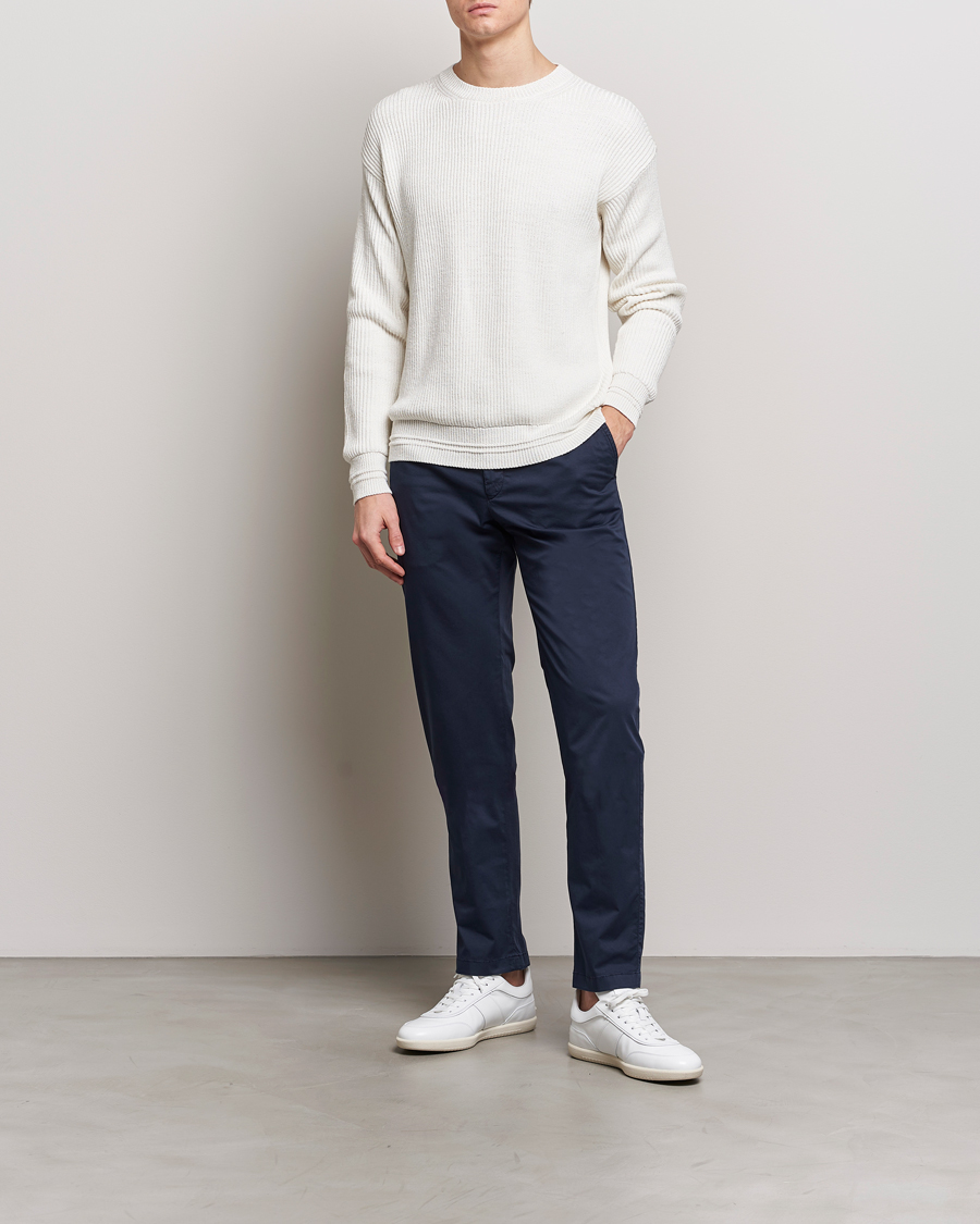 Mies | Puserot | Kiton | Cotton/Silk Rib Pullover Off White