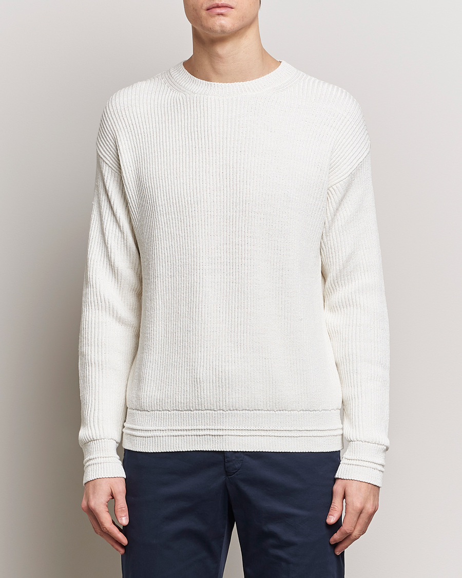 Mies | Puserot | Kiton | Cotton/Silk Rib Pullover Off White