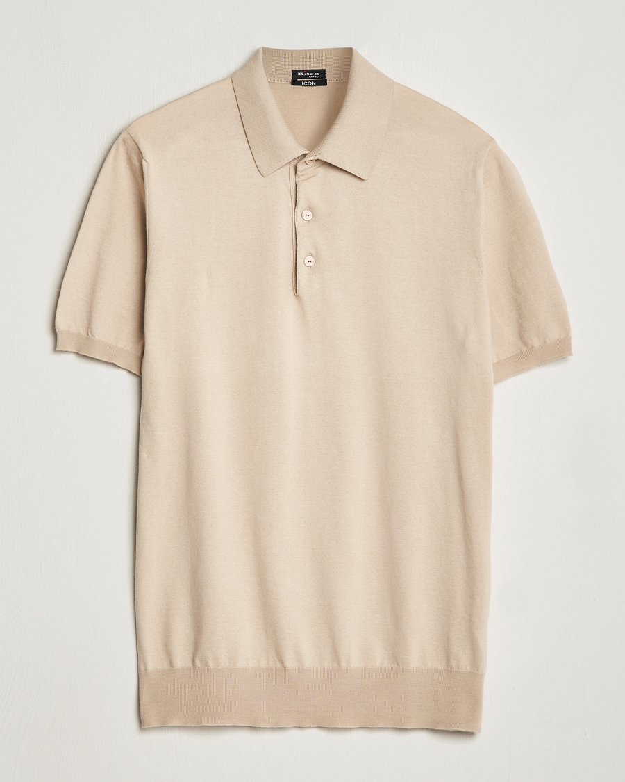 Mies | Pikeet | Kiton | Sea Island Cotton Polo Beige