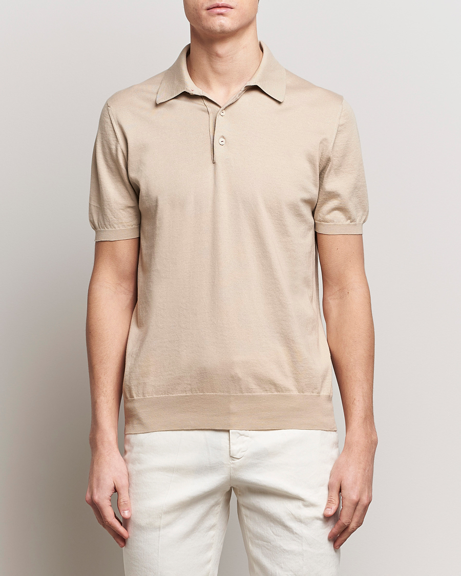 Mies | Pikeet | Kiton | Sea Island Cotton Polo Beige