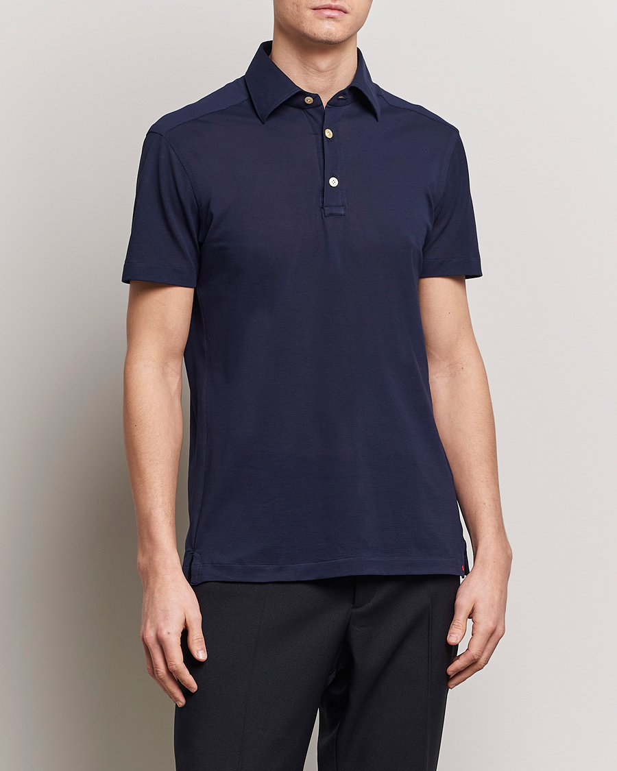 Herr | Kläder | Kiton | Short Sleeve Jersey Polo Navy