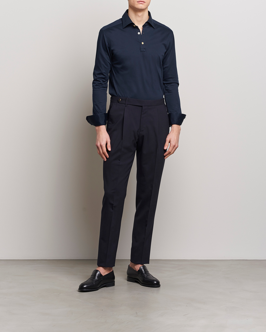 Mies | Kauluspaidat | Kiton | Popover Shirt Navy