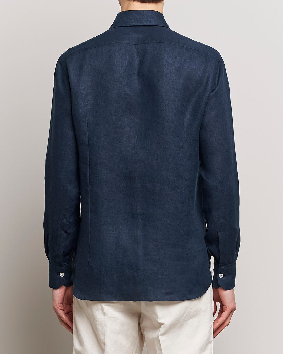 Mies | Kauluspaidat | Kiton | Linen Sport Shirt Navy
