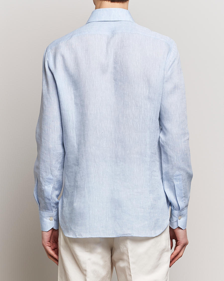 Mies | Kauluspaidat | Kiton | Linen Sport Shirt Light Blue