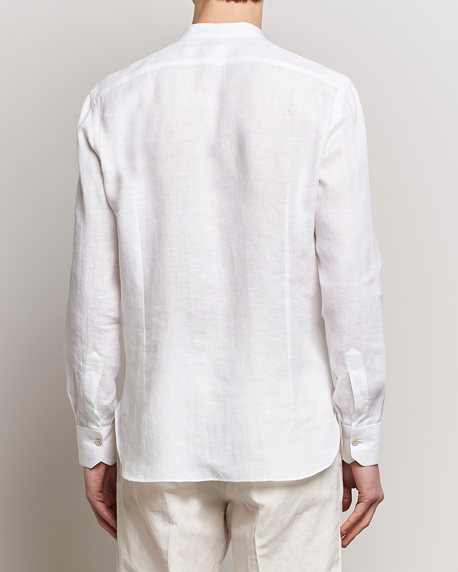 Mies | Kauluspaidat | Kiton | Linen Guru Collar Shirt White