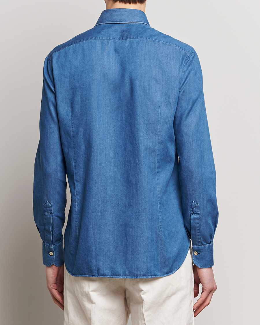 Mies | Kauluspaidat | Kiton | Slim Fit Denim Shirt Light Indigo