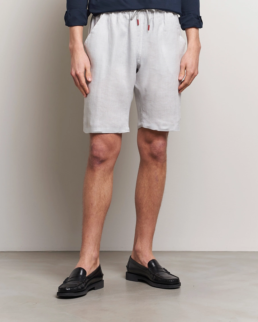Mies | Shortsit | Kiton | Linen Drawstring Shorts Light Grey