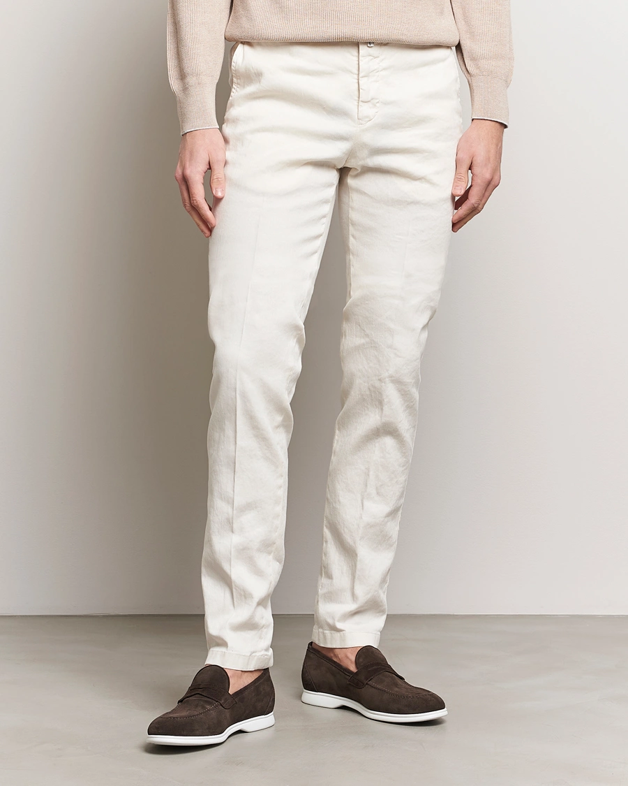 Mies | Housut | Kiton | Linen Trousers Light Beige