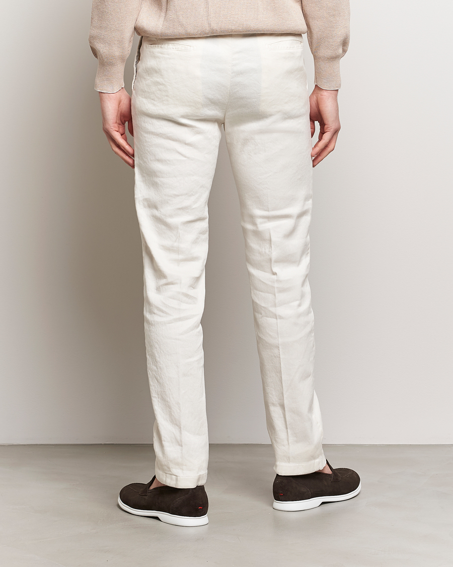 Mies | Housut | Kiton | Linen Trousers Light Beige