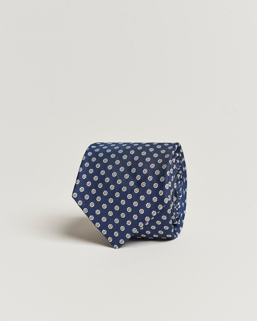 Mies | Kiton Micro Flower Silk Tie Navy | Kiton | Micro Flower Silk Tie Navy