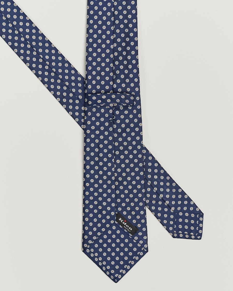 Mies | Kiton Micro Flower Silk Tie Navy | Kiton | Micro Flower Silk Tie Navy