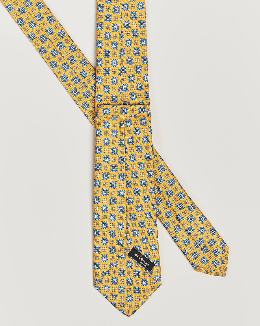 Mies | Kiton Printed Medallion Silk Tie Yellow | Kiton | Printed Medallion Silk Tie Yellow
