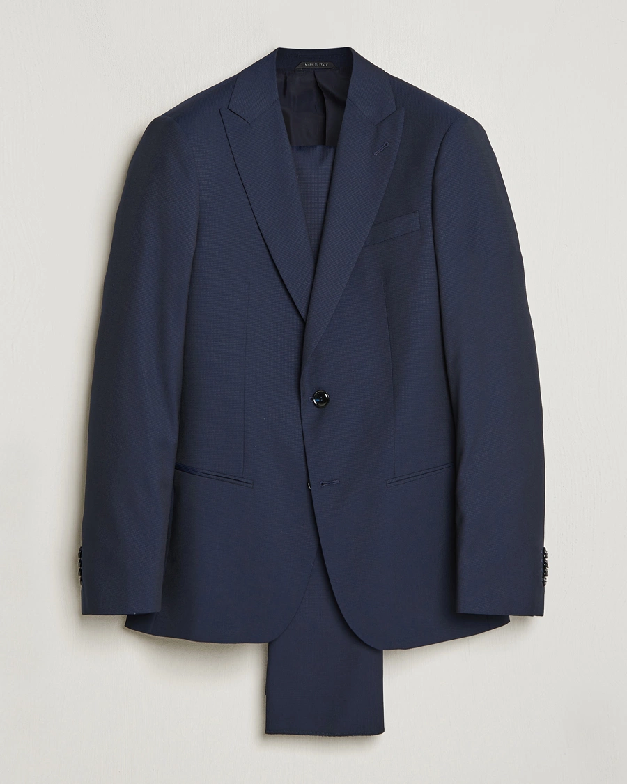 Mies | Puvut | Giorgio Armani | Slim Fit Peak Lapel Wool Suit Navy