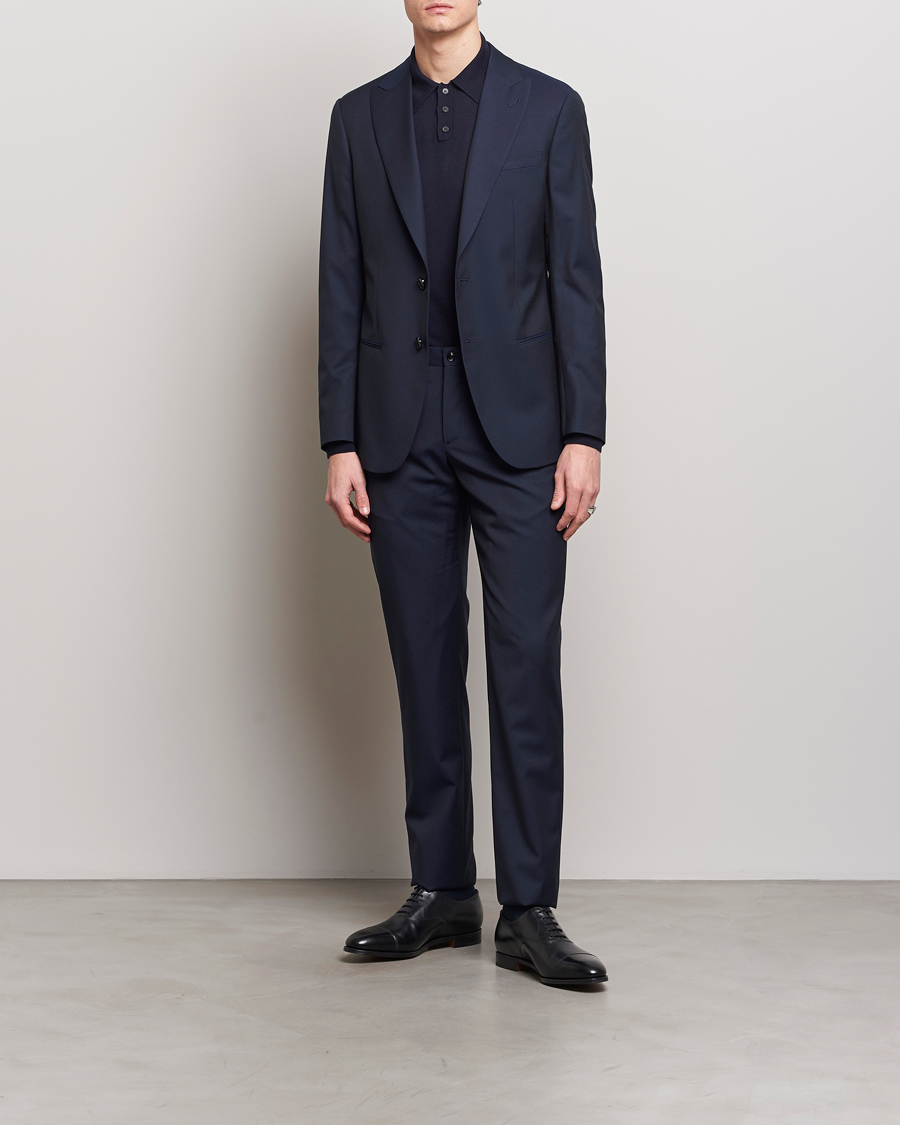 Mies | Puvut | Giorgio Armani | Slim Fit Peak Lapel Wool Suit Navy