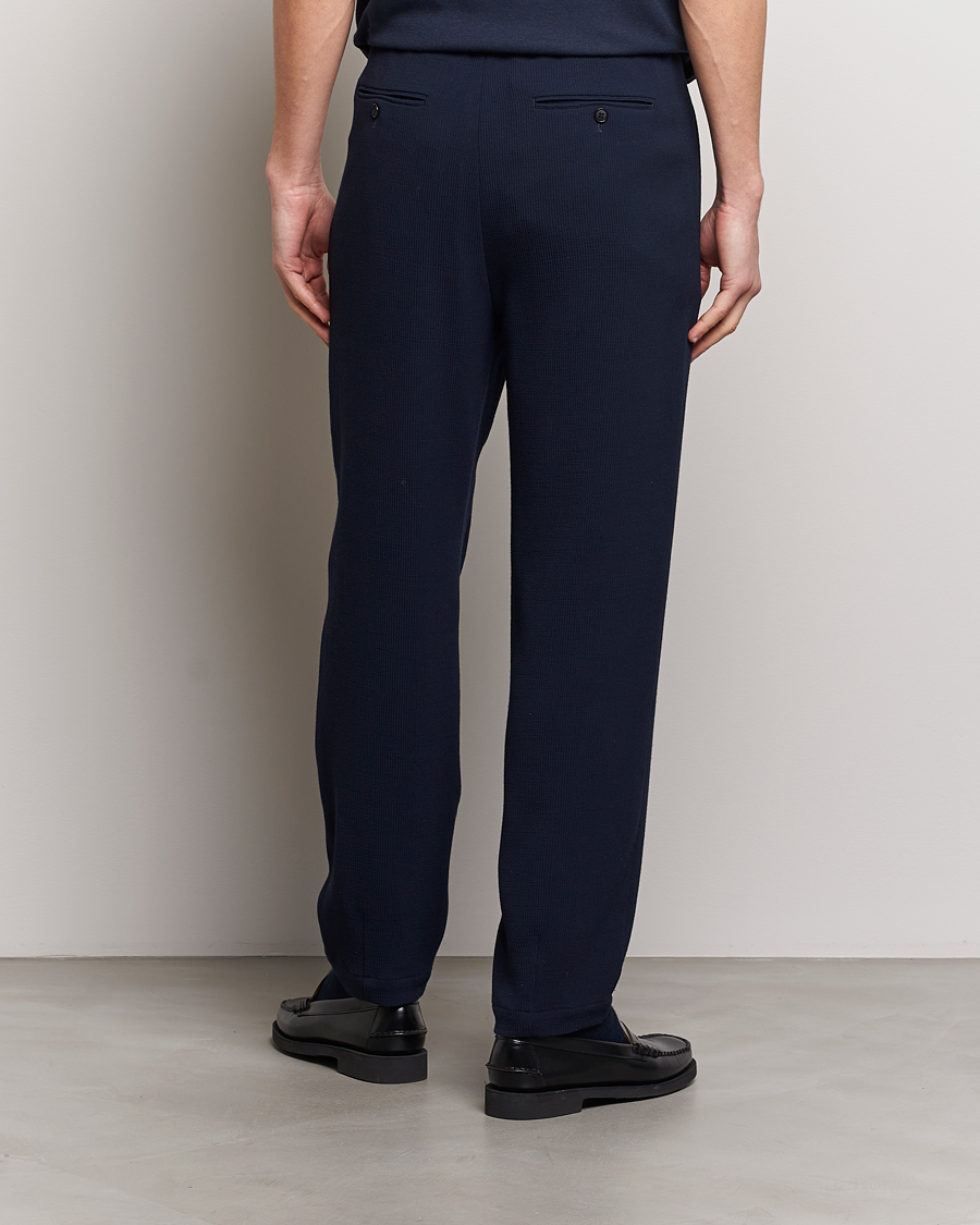 Mies | Housut | Giorgio Armani | Pleated Rib Wool Trousers Navy