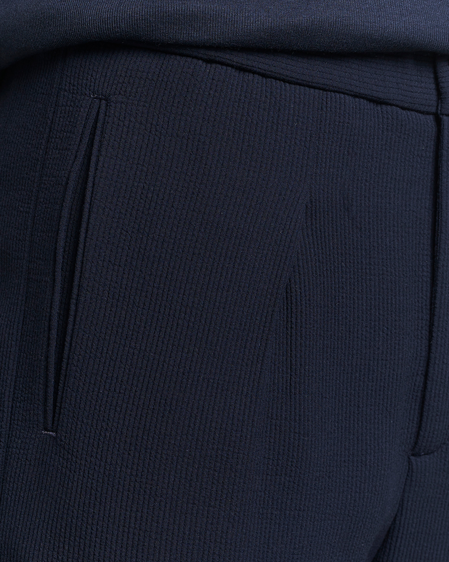 Mies | Housut | Giorgio Armani | Pleated Rib Wool Trousers Navy