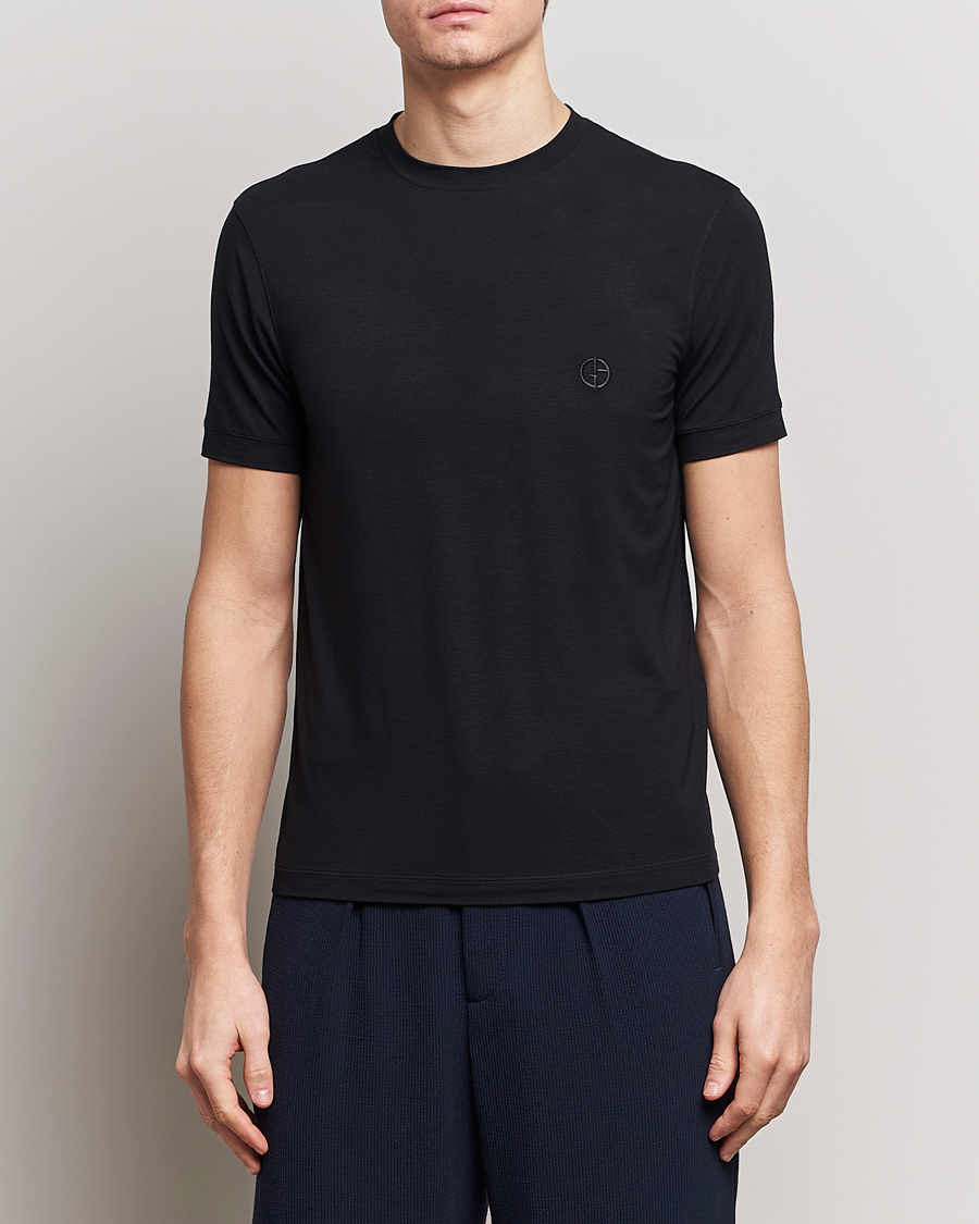 Mies | Giorgio Armani | Giorgio Armani | Embroidered Logo T-Shirt Black